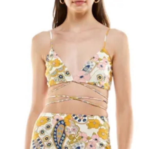 NWT WAYF Paisley Wrap Bralette in Vintage Paisley, size L - Picture 4 of 5